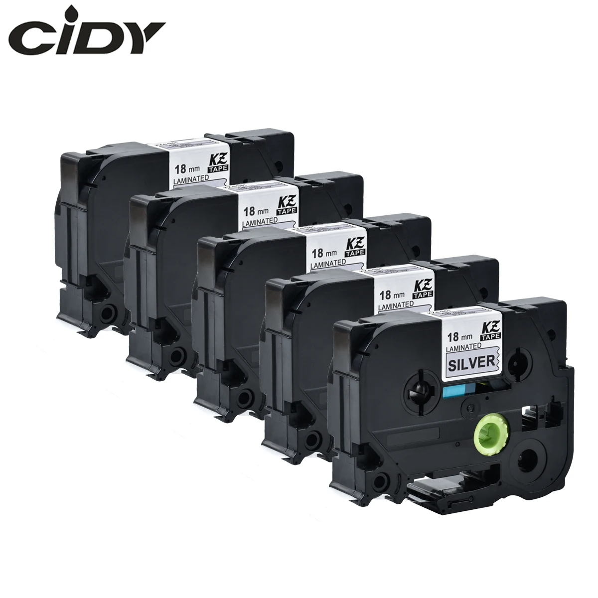 

cidy 5PCS compatible TZe-941 tz-941 tze 941 tz 941 Black on Silver 18mm laminated label tape for brother printer tz941 tze941