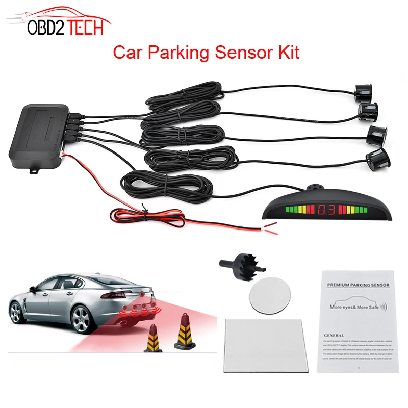 

10pcs LED Parking Sensor With 4 Sensors Reverse Backup Car Parking Radar Monitor Detector System Car Auto Parktronic