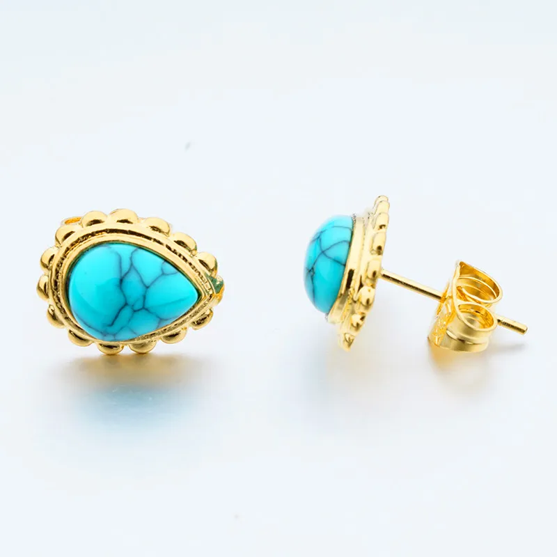 Vietnam Sand Gold jewelry Gem Stone Water Drop-shaped Pins Earrings Women Accessories Wholesale | Украшения и аксессуары