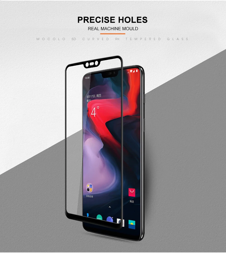 Для Oneplus 6 защитная пленка для экрана Mocolo с закругленными краями HD для OnePlus 6 5D стеклянная пленка для OnePlus 6 защита для экрана из закаленного стекла