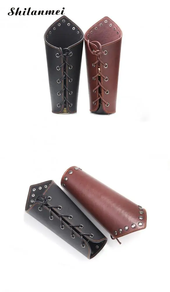 Реквизит для косплея из искусственной кожи 1 шт. широкий нарукавник на завязках