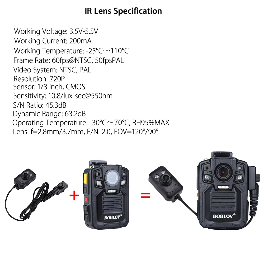 BOBLOV HD66-02 HD 1296P видеокамера, портативная полицейская камера безопасности, видеокамера Ambarella A7 с пультом дистанционного управления, 64 ГБ, полицейская камера с gps