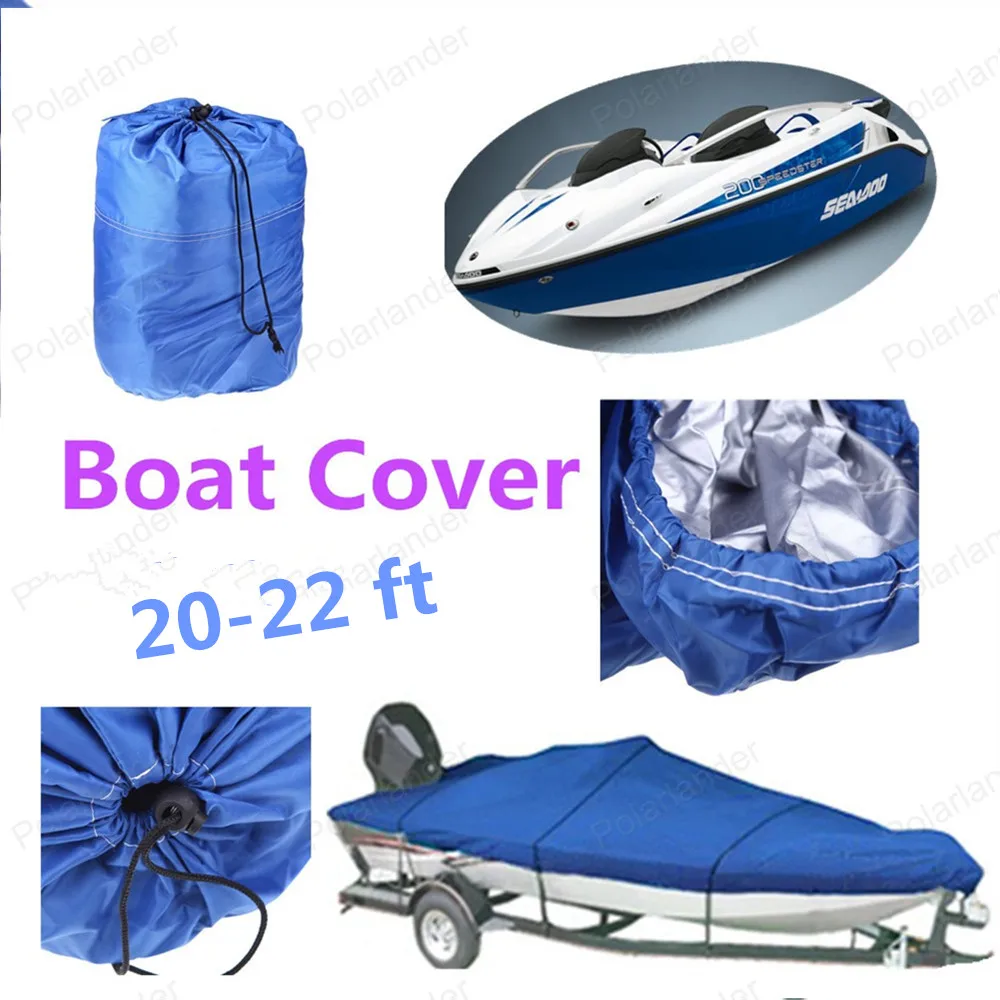 NEW Heavy Duty 20-22ft Beam 100inch Trailerable 210D Marine Grade Boat Cover Waterproof UV Protected Blue