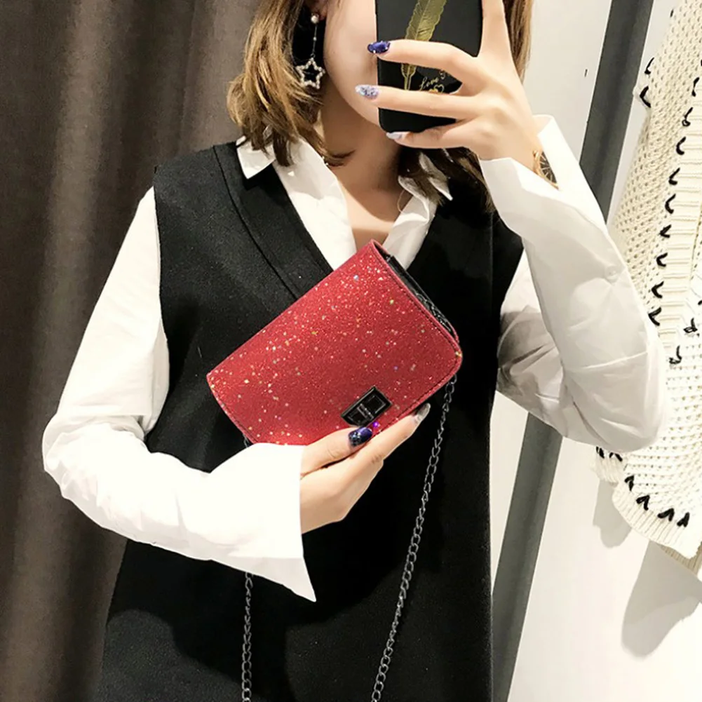 Новые Украшенные блестками сумка кожи высокого качества Модные замка Crossbody сумки
