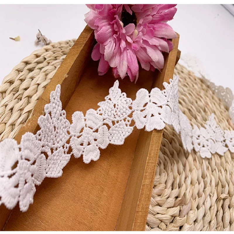 5 ярдов 4 см белый полиэстер кружевная ткань DIY кружева цветок подарок лента