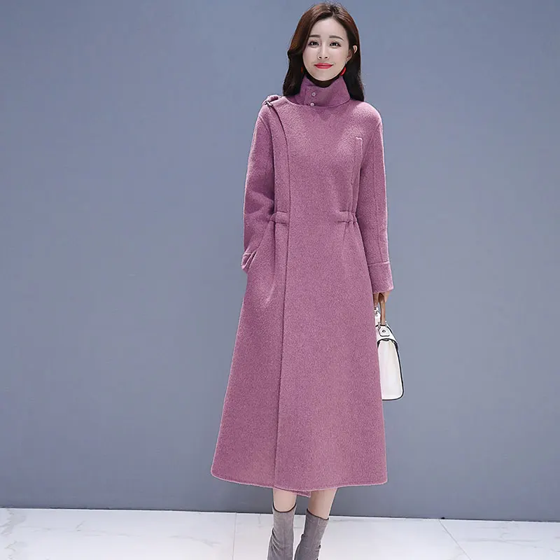 Pink Зимнее женское Шерстяное Пальто, парки, модный дизайн, уплотненная, теплая, тонкая, шерстяная верхняя одежда, пальто 969 - Цвет: Pink
