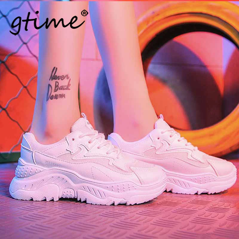 Gtime/дропшиппинг модные кроссовки для женщин на платформе белые танкетке сетчатая
