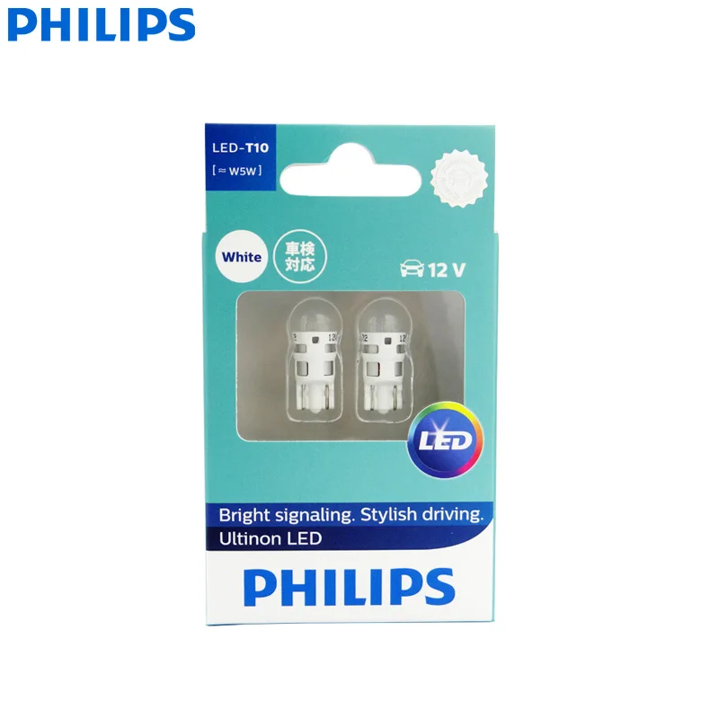 Philips Ultinon светодиодный T10 W5W 194 12V 11961ULWX2 6000K холодный белый автомобиль поворотные сигнальные лампы внутренний светильник габаритный светильник(двойная упаковка