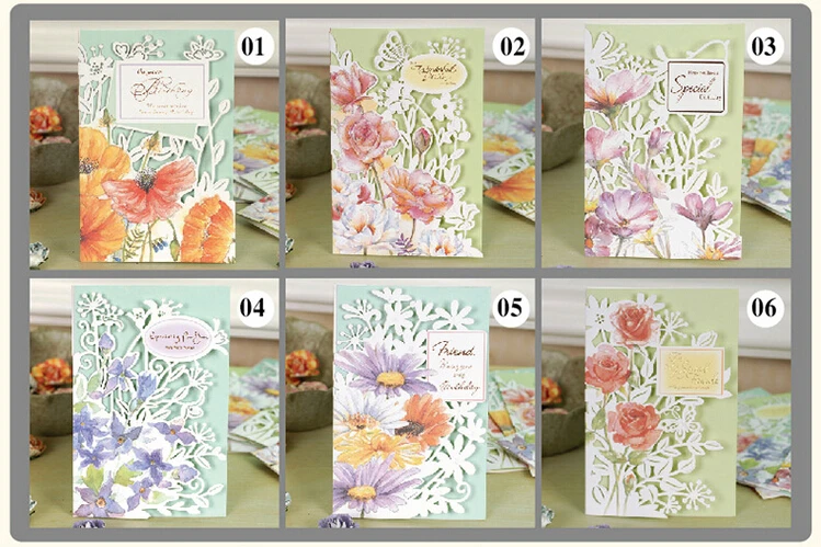 Eno поздравление красивый и цветок Лазерная резка День рождения карты для друга