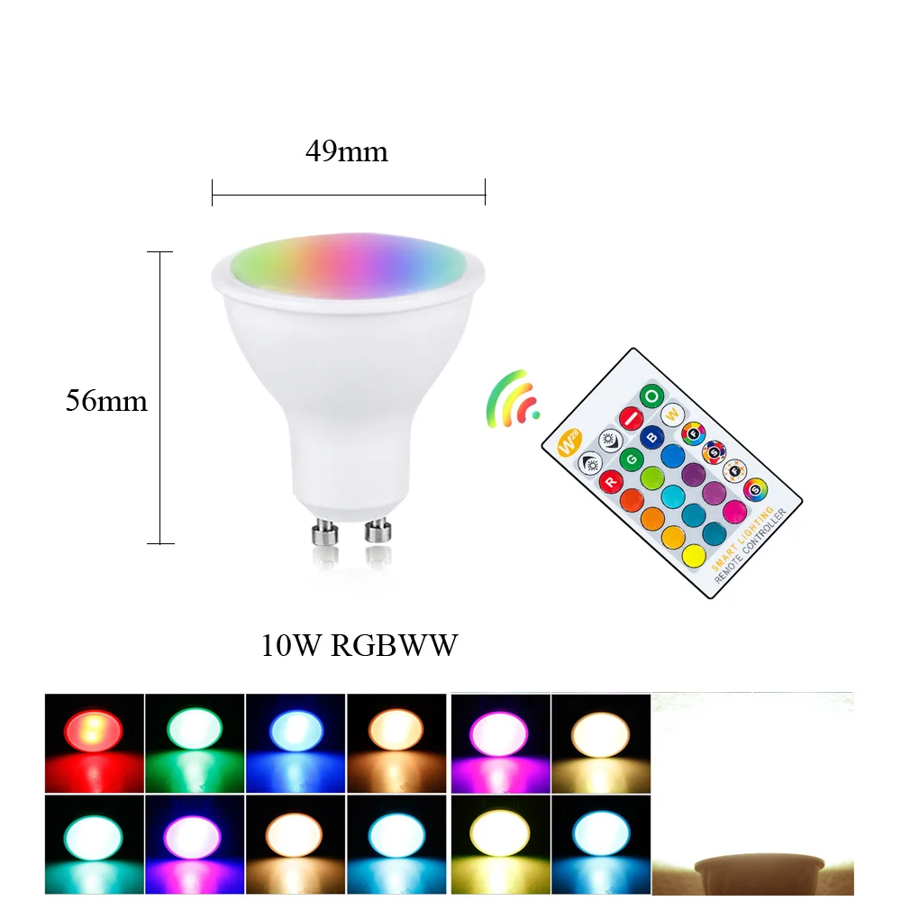 Ampoule светодиодный E27 GU10 цветная RGB лампа 5 Вт 10 Вт 15 Вт 85-265 в GU5.3 диод светодиодный RGBW Точечный светильник лампа ночник с ИК-пультом дистанционного управления - Испускаемый цвет: 10W RGB Warm White