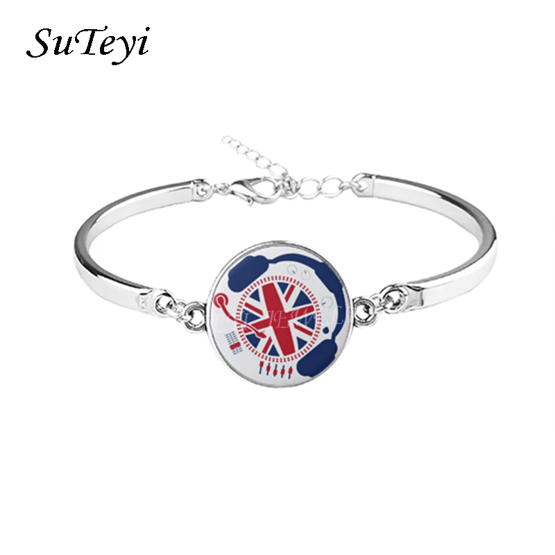 SUTEYI классические браслеты с изображением флага круглые стеклянные надписью I Love