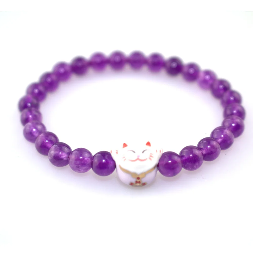 Женский браслет с бусинами Lucky Cat белый для йоги 2018|Плетеные браслеты| |