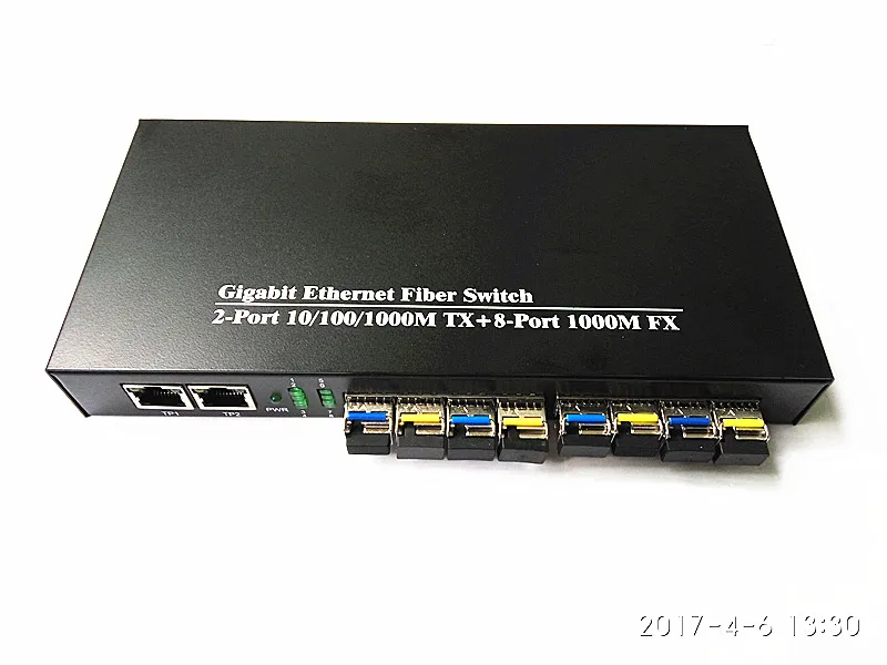 10-портовый гигабитный волоконный коммутатор с 2 портами RJ45 + 8-портовый sfp сетевой 4