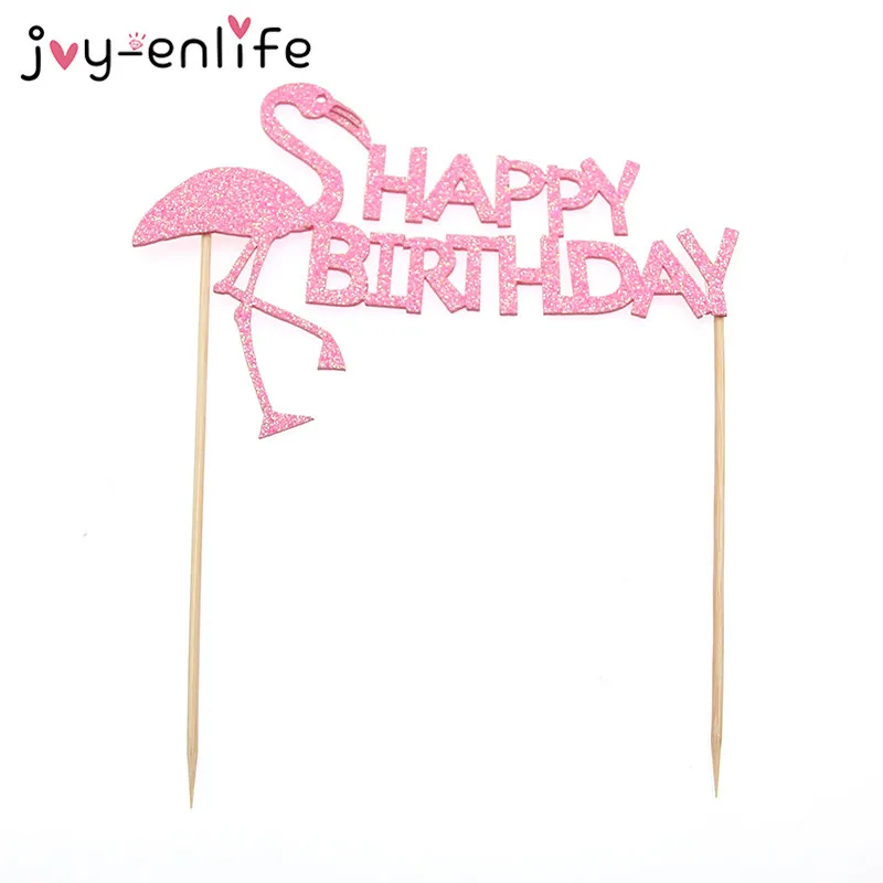 JOY-ENLIFE 1 шт. Розовый Блестящий фламинго &quotс днем рождения&quot торт чашка топперы