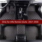 Кожаный коврик для фотовспышки, автомобильные напольные коврики для Alfa Romeo Giulia 2017, 2018, индивидуальные подкладки для ног, автомобильные чехлы