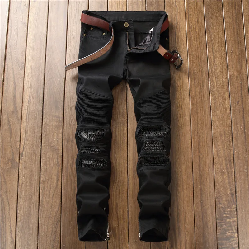Мужские Марка NEW FASHION Hi Street рваные байкерские джинсы брюки с высокой пяткой