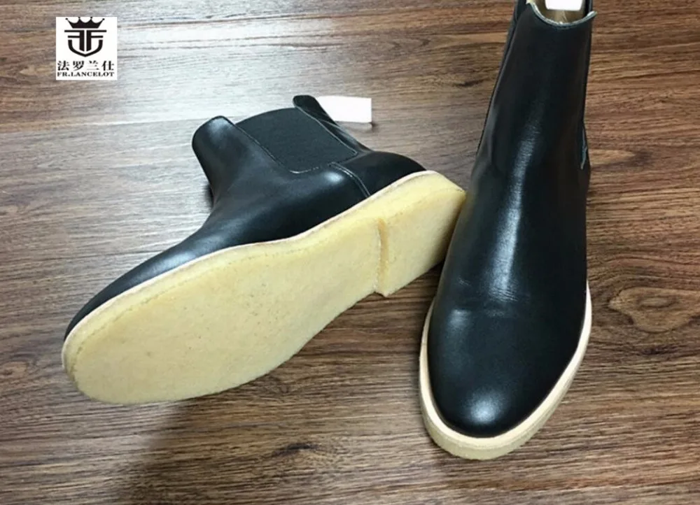 Мужские короткие ботинки челси FR.LANCELOT Черные ботильоны из натуральной кожи на