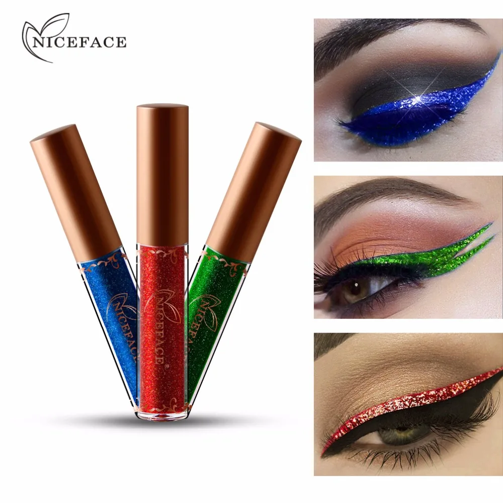 

NiceFace 12 цветов модная перламутровая металлическая жидкая подводка для глаз водостойкая долговечная быстросохнущая некрутящаяся подводка д...