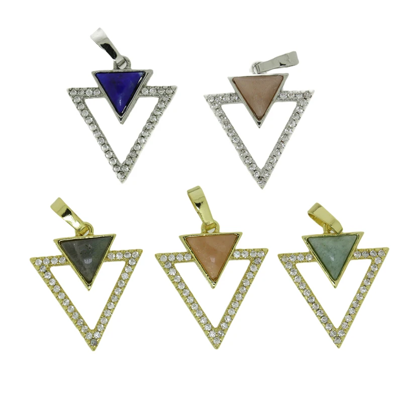 5 шт./лот треугольные детали для подвесок белые кубические циркониевые шарики