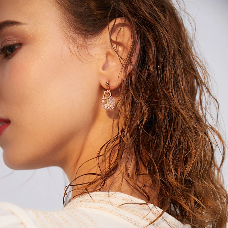 Маленькие Прозрачные Серьги с бусинами женские темпераментные простые