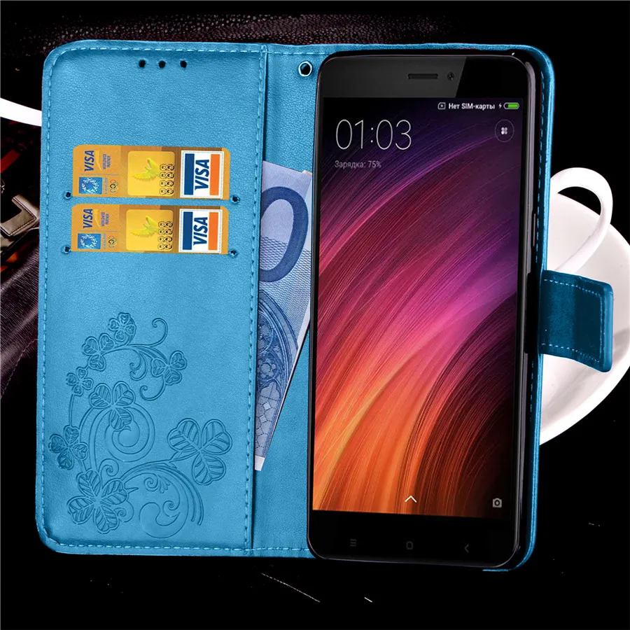 Чехол для xiaomi Redmi 4X на Redmi 4X, чехол с Откидывающейся Крышкой 5,0 дюймов, кожаный чехол-книжка с магнитной застежкой и цветком, чехол-книжка для xiaomi Redmi 4X4 X