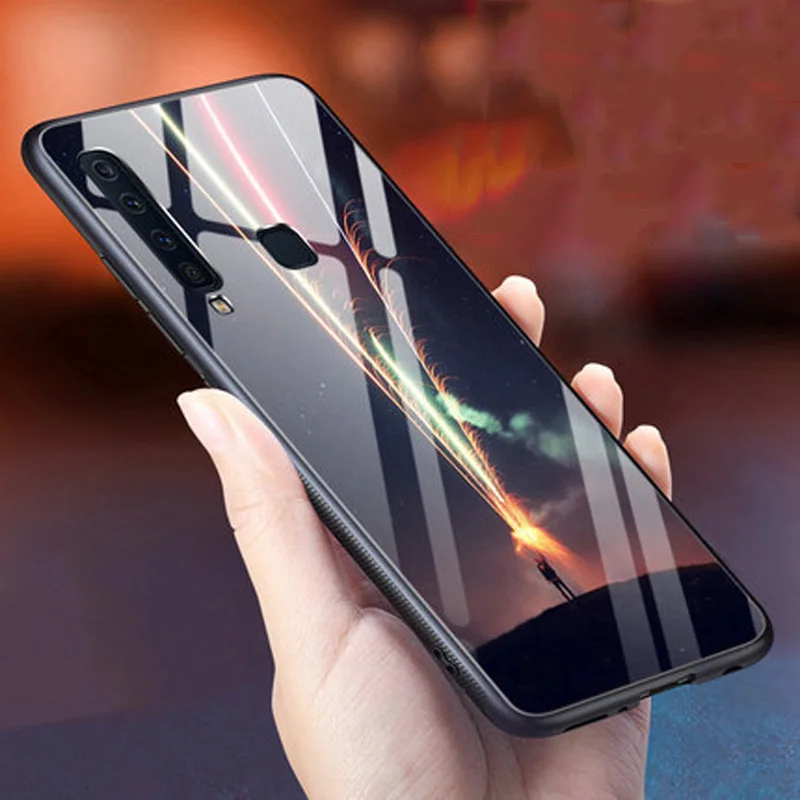 Чехол из закаленного стекла для Samsung Galaxy A9s SM-A9200 мягкий силиконовый чехол жесткий