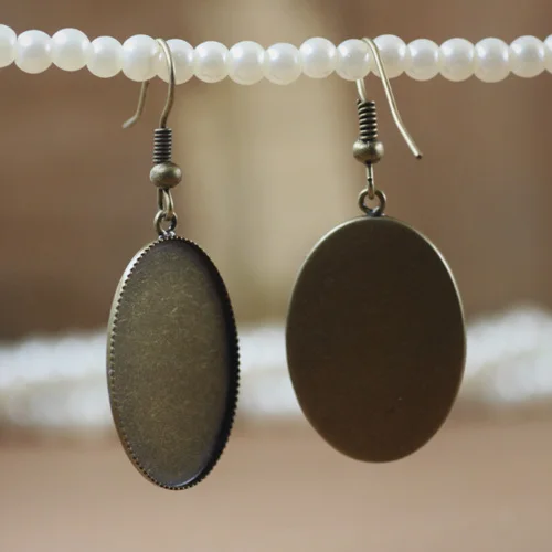 Blank Ear Wire Clip Hook Earrings Settings with Oval Bezel Resin Cabochons Bases DIY Findings Multi-color Plated | Украшения и