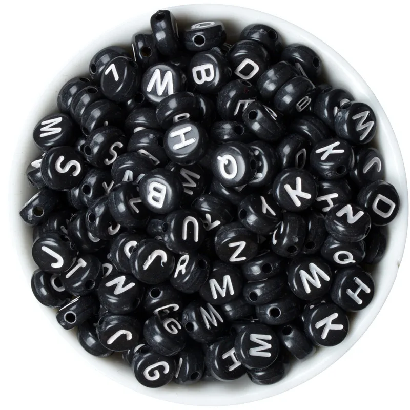 200 шт. акриловые бусины для бижутерии 7 мм|alphabet letter beads|letter beadsbeads for jewelry making |