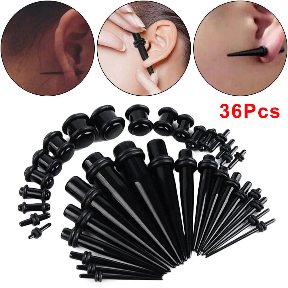 36Pcs/set Punk Crylic Ear Gauge Taper Tunnel Plug Expander Stretching Piercing Kit Sets 2020 Body Jewelry Expanders | Украшения и
