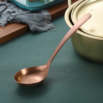 Rose Gold 304 Нержавеющая сталь ложка утолщенной стол ложка золото/розовое золото/черный/Радуга посуда Ресторан поставок - Цвет: Rose Gold