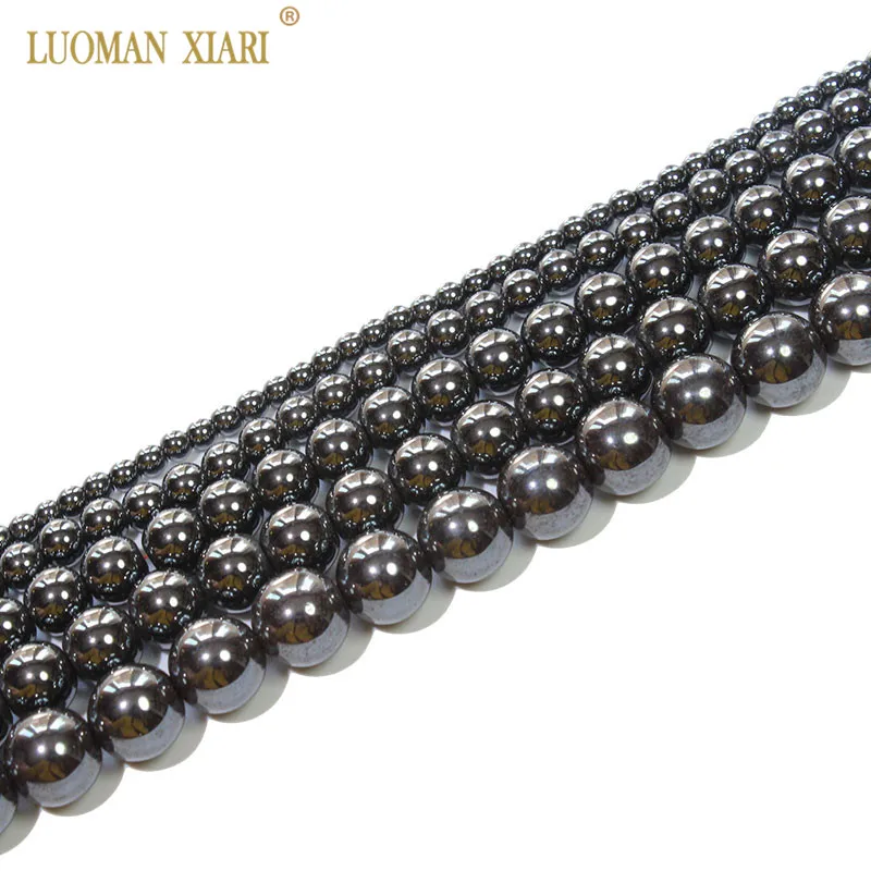 Wholesale Natural Round Stone Beads Black Hematite Iron Selectable 4/6/8/12MM For Jewelry Making DIY Bracelet Necklace 15'' |