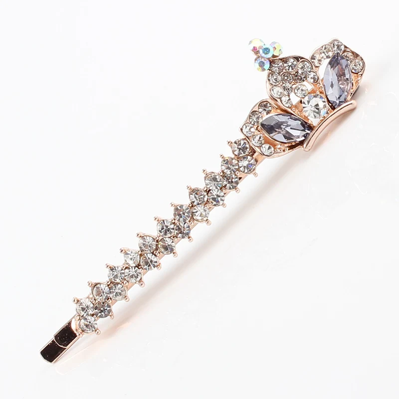 Hair jewelry rhinestones purple pink blue hair clip imperial crown shape brand alloy plated head accessories 1 piece | Украшения и