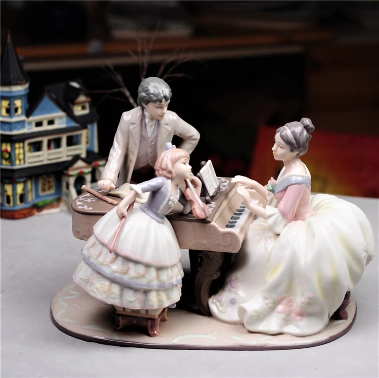 

High Quality Hand-painted Ceramic Dolls Piano Family Decorating Ornaments Spanish-style Porcelain Figure Home Decoration