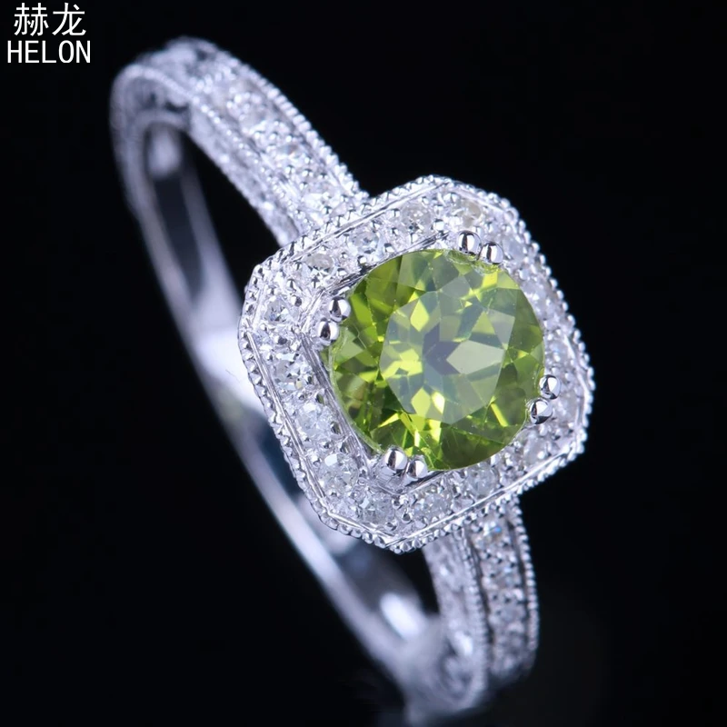 Кольцо обручальное из серебра 925 пробы с натуральным хризолитом 6 мм | Украшения и