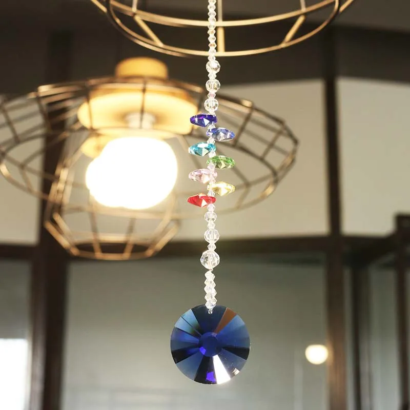 H & D Кристалл чакра Suncatcher круглый Подсолнух призмы кулон висит Радуга октогон