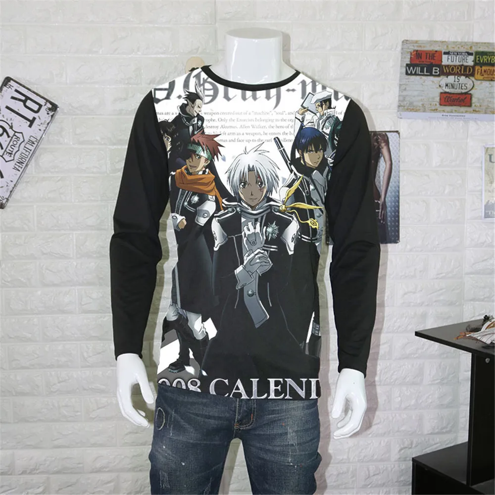 Футболки Д. Серого цвета для косплея рубашки с длинным рукавом из аниме героями