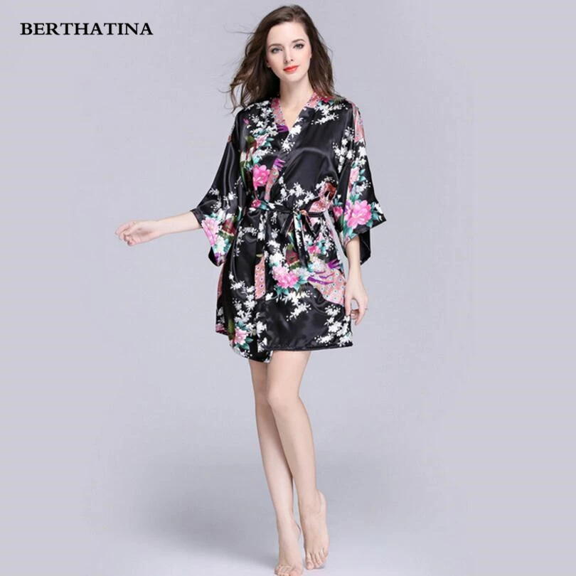 BERTHATINA 2018 хит искусственный шелк атлас халаты для невест Свадебный халат одежда