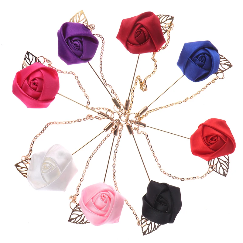 Горячая атласная свадебная бутоньерка с розами Свадебный искусственный цветок