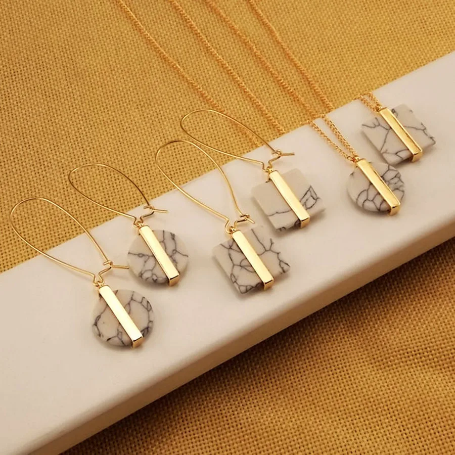 2016 модные женские Красивые Подвесные серьги мраморные восстанавливающие