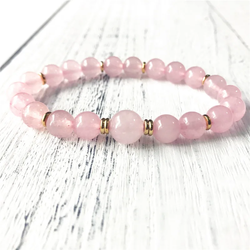 Женский эластичный браслет Rosequartz розовый с бусинами для йоги новинка 2019|Браслеты