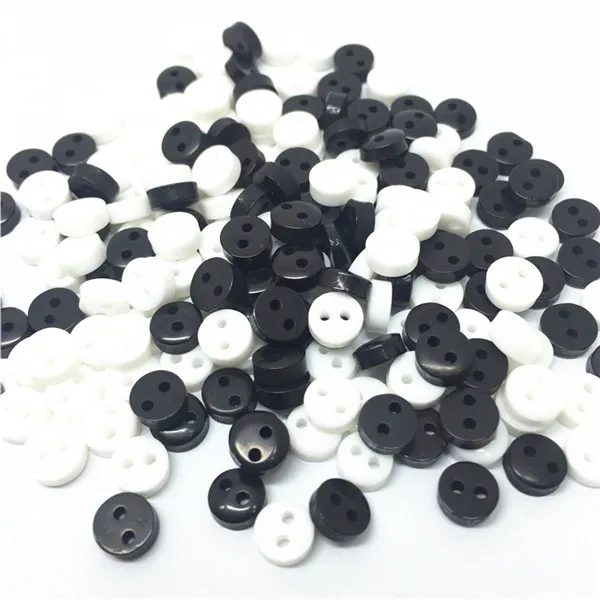 White black mix 250 шт 20 цветов мини 6 мм круглые полимерные кнопки для кукол мягкие игрушки одежда 2 отверстия Швейные аксессуары украшения для скрапбукинга - Цвет: White black mix