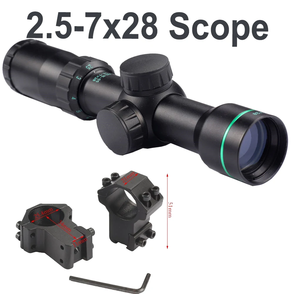 Hunting Tactical 2.5 7x28 Riflescope Optical Rifle Scope rangefinder Reticle Gun Airgun scope|optics rifle scope|rifle scopegun scope |