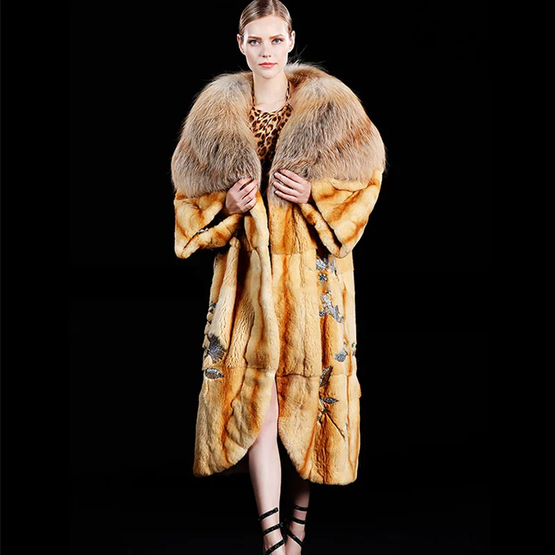 M. Y. FANSTY Luxury North America Limited Heavy Industry Custom Платиновое Золотое меховое пальто женское