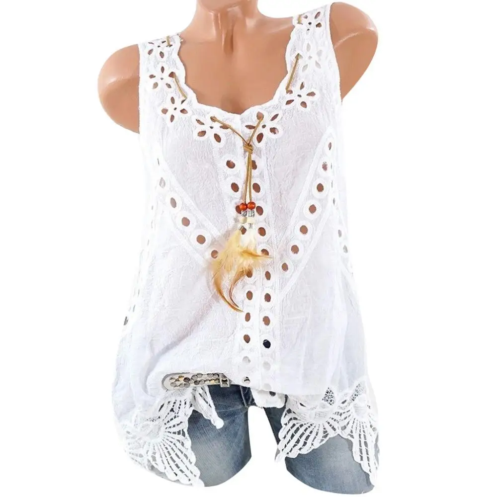 women shirt White Винтажная женская футболка Feitong, плюс размер, топ с круглым вырезом, вышивка, открытая, без рукавов, летние топы, разные цвета, верх размера d, рубашки, 5XL - Цвет: women shirt White