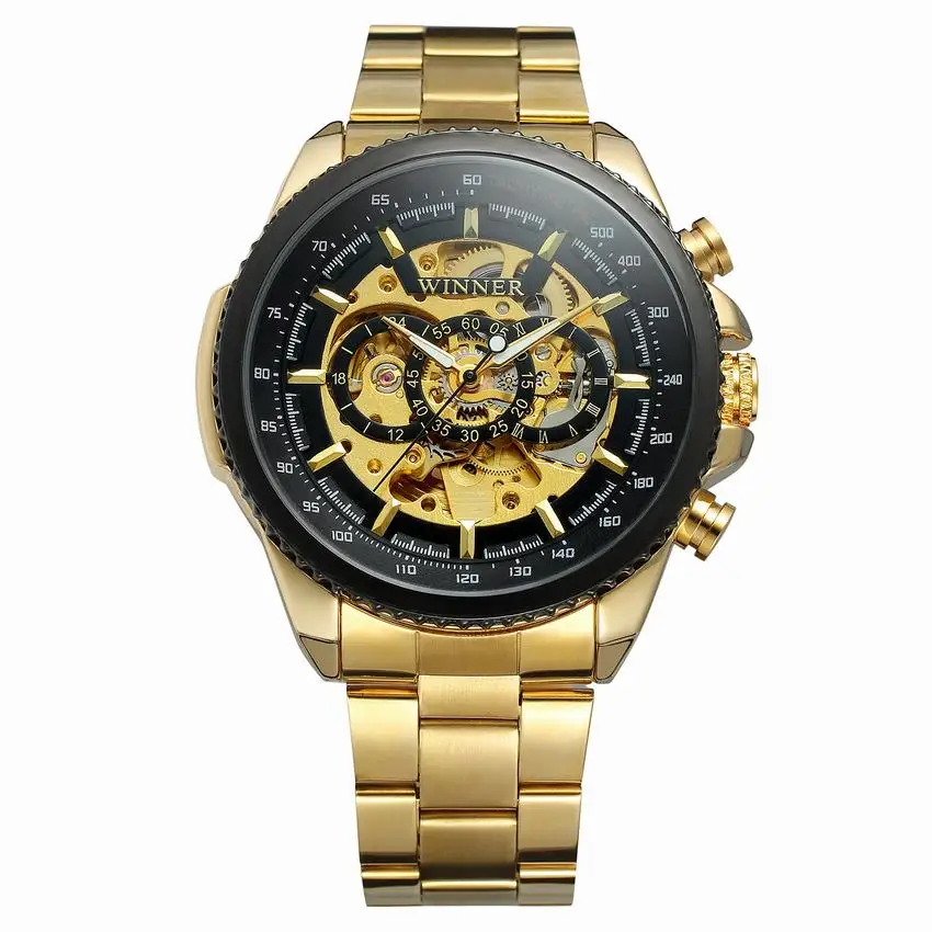 Часы Winner Golden автоматические механические мужские наручные часы армейские