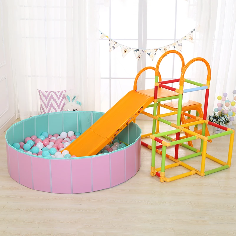 

Small Slide and Indoor Children's Rides Indoor Baby Combination of Children's Sports Basketball Toy 3 In 1 Theme Park