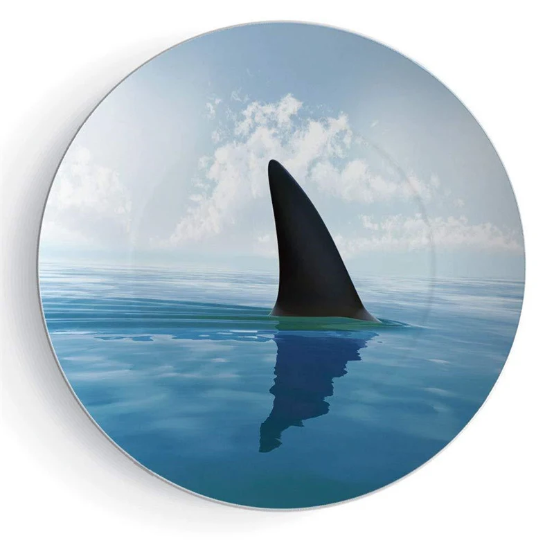 30cm Round Ocean Sharks Ship Rudder Chronometer Metal Tin Signs Home Art Decor Iron Poster Retro Wall for Bar Pub Shop | Дом и сад