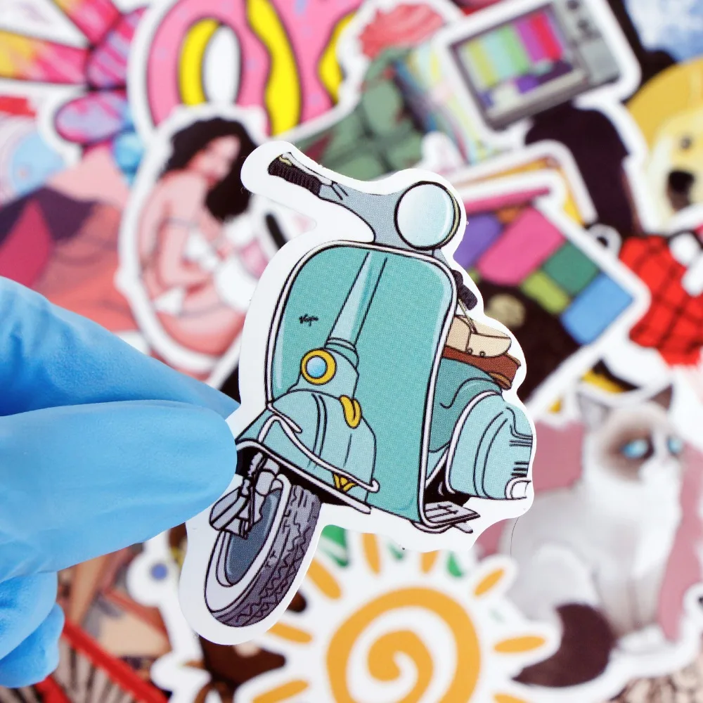 100 наклеек различных для ноутбука, багажа, скейтборда, велосипеда, телефона, мотоцикла, декора дома, граффити, водонепроницаемых.