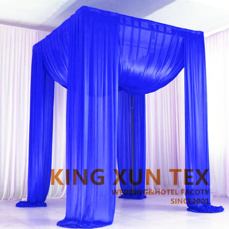 royal blue Элегантный ледяной шелк четыре квадратных павильоны свадебный фон шторы принцесса павильон для вечерние вечеринки события украшения - Цвет: royal blue