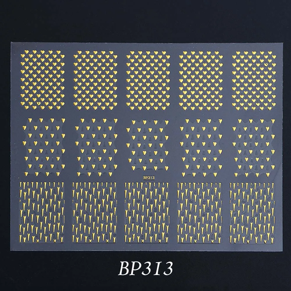 BP313 1 шт Горячая штамповка 3D наклейки для ногтей бронзовые Слайдеры для ногтей золотые наклейки деформация полосы линия волна Маникюр украшения BEBP301-316 - Цвет: BP313